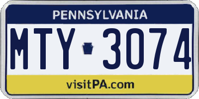 PA license plate MTY3074