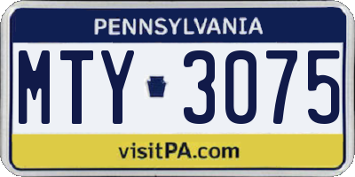 PA license plate MTY3075
