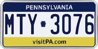 PA license plate MTY3076