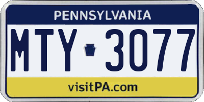 PA license plate MTY3077