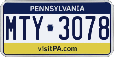 PA license plate MTY3078