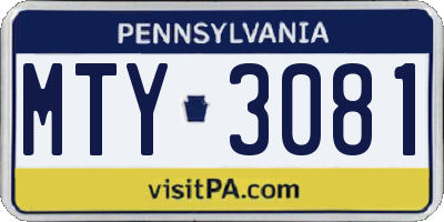 PA license plate MTY3081