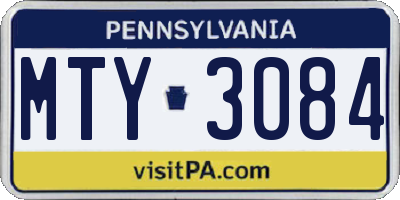PA license plate MTY3084