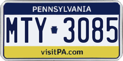 PA license plate MTY3085