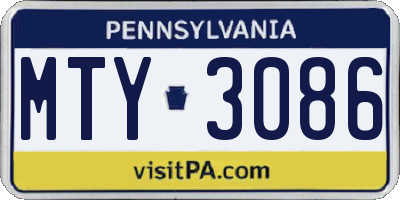 PA license plate MTY3086