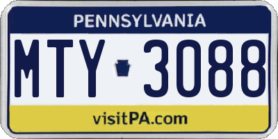 PA license plate MTY3088