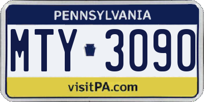 PA license plate MTY3090