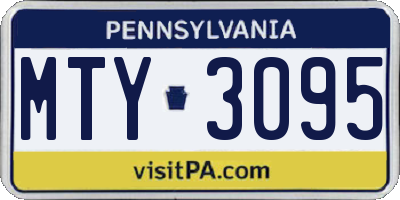 PA license plate MTY3095