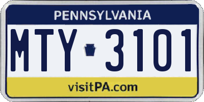 PA license plate MTY3101