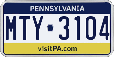 PA license plate MTY3104