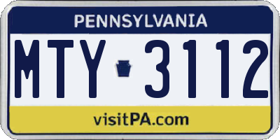 PA license plate MTY3112