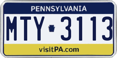 PA license plate MTY3113