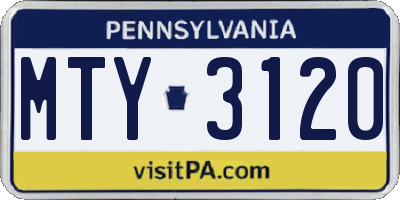 PA license plate MTY3120