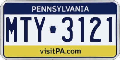 PA license plate MTY3121