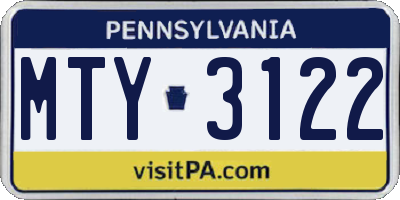 PA license plate MTY3122