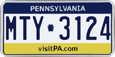 PA license plate MTY3124
