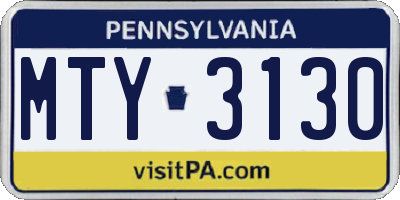 PA license plate MTY3130