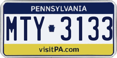 PA license plate MTY3133