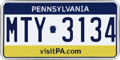 PA license plate MTY3134