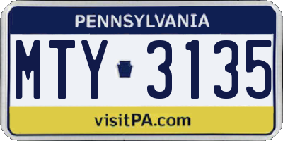 PA license plate MTY3135