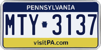 PA license plate MTY3137