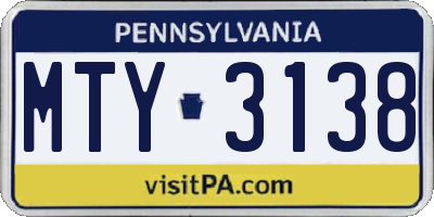 PA license plate MTY3138