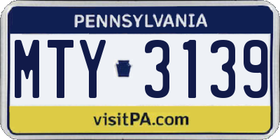 PA license plate MTY3139