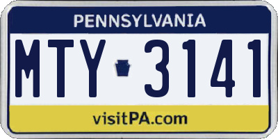 PA license plate MTY3141