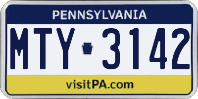 PA license plate MTY3142