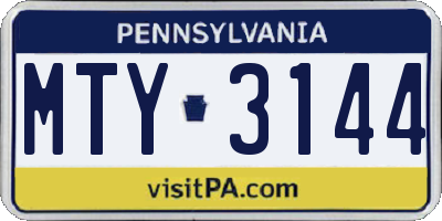 PA license plate MTY3144