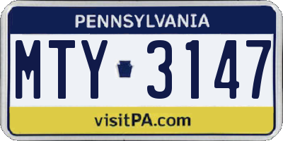 PA license plate MTY3147