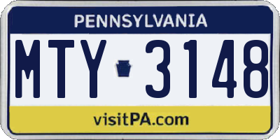 PA license plate MTY3148
