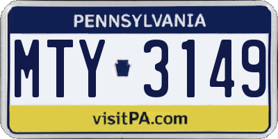 PA license plate MTY3149