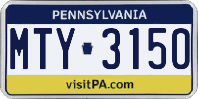 PA license plate MTY3150