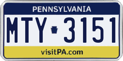 PA license plate MTY3151