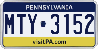 PA license plate MTY3152