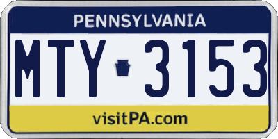 PA license plate MTY3153
