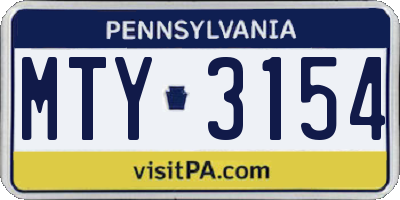 PA license plate MTY3154