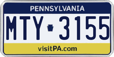 PA license plate MTY3155