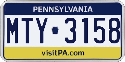 PA license plate MTY3158