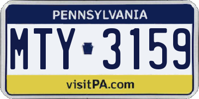 PA license plate MTY3159