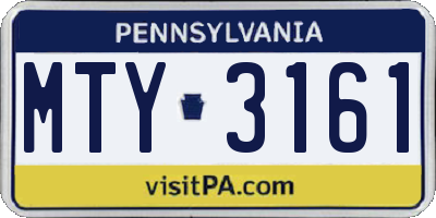 PA license plate MTY3161