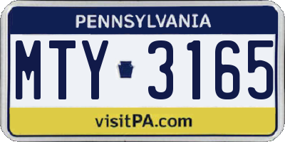 PA license plate MTY3165