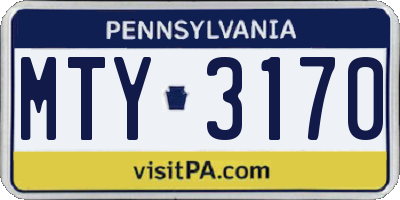 PA license plate MTY3170