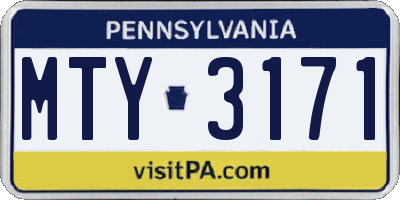 PA license plate MTY3171