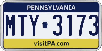 PA license plate MTY3173