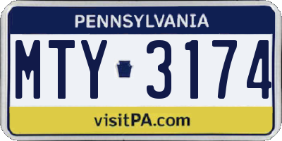 PA license plate MTY3174