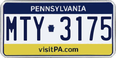 PA license plate MTY3175