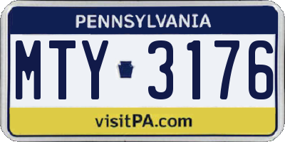 PA license plate MTY3176
