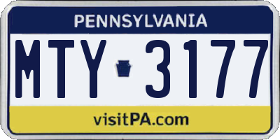 PA license plate MTY3177